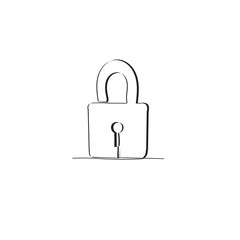 Continuous line drawing. lock image illustration icon vector
