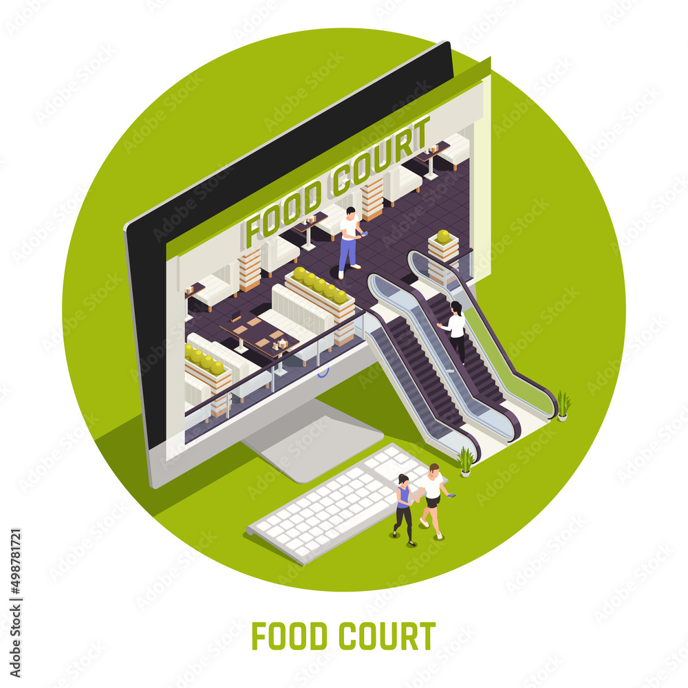 Wall mural Food Court Isometric And Colored Concept