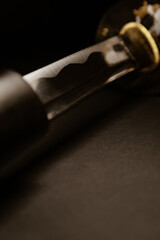 Blade of japanese sword katana close up on isolated background