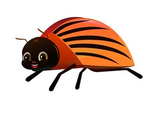 Colorado beetle. Wildlife object. Little funny insect. Cute cartoon style. Isolated on white background. Vector