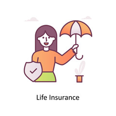 Life Insurance vector Filled Outline Icon Design illustration. Medical And Lab Equipment Symbol on White background EPS 10 File