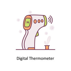 Digital Thermometer  vector Filled Outline Icon Design illustration. Medical And Lab Equipment Symbol on White background EPS 10 File
