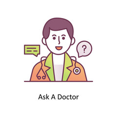 Ask A Doctor vector Filled Outline Icon Design illustration. Medical And Lab Equipment Symbol on White background EPS 10 File