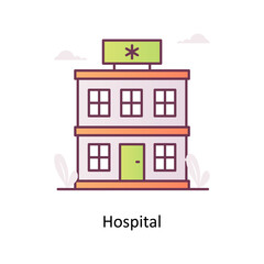 Hospital vector Filled Outline Icon Design illustration. Medical And Lab Equipment Symbol on White background EPS 10 File