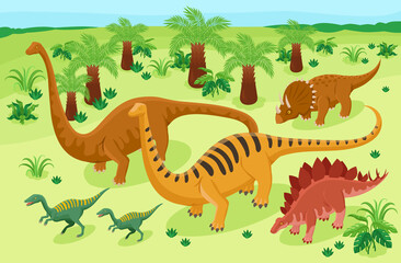 Wild Dinosaurs Landscape Composition