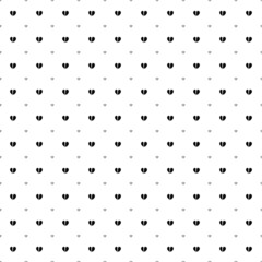 Square seamless background pattern from geometric shapes are different sizes and opacity. The pattern is evenly filled with small black broken heart symbols. Vector illustration on white background
