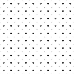 Square seamless background pattern from geometric shapes are different sizes and opacity. The pattern is evenly filled with small black broken heart symbols. Vector illustration on white background