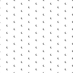 Square seamless background pattern from geometric shapes. The pattern is evenly filled with small black moon symbols. Vector illustration on white background