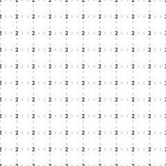 Square seamless background pattern from geometric shapes are different sizes and opacity. The pattern is evenly filled with small black number two symbols. Vector illustration on white background