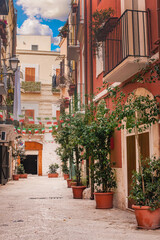 Fototapeta na wymiar Alleyway in old town of Bari, Puglia, South Italy