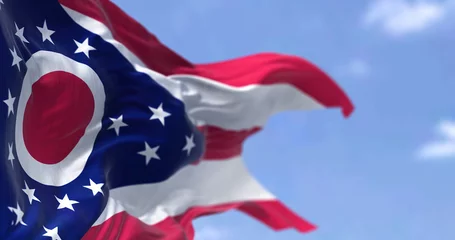 Fotobehang The US state flag of Ohio waving in the wind © rarrarorro