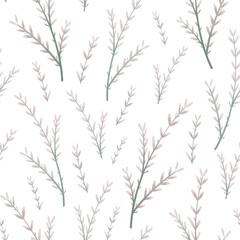 Pastel floral seamless pattern with pink flowers. Botanical illustrations for scrapbooking, wallpapers, textile, packaging, fashion, background.