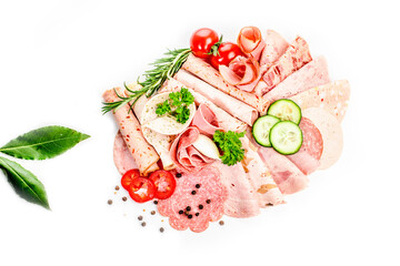 Delikatess Wurst Aufschnitt - meat platter with selection of ham, salami and sausage