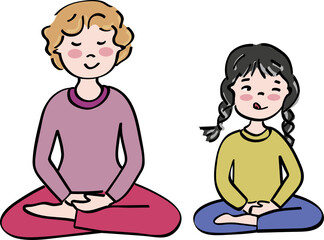 mom and daughter doing yoga