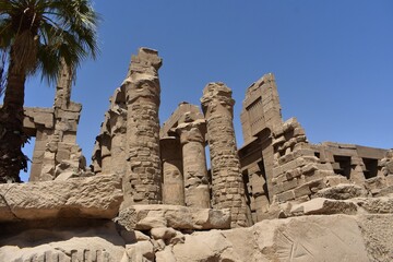 Karnak temple in Luxor, Egypt, an open air Museum, which comprises a vast mix of decayed temples, chapels, pylons, and other buildings.