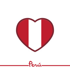 Peruvian flag heart. National symbol of Peru. National emblem.