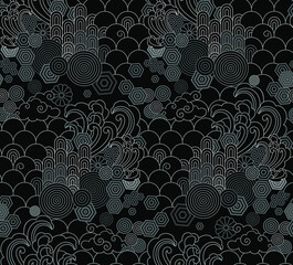 Black and White Abstract Geometric Pattern. japanese seamless pattern