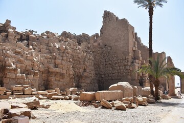 View across the ruins of the ancient  Temple of Karnak in Luxor, Egypt.