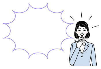 驚く若い女性と吹き出し