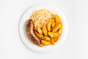 sausage with potato and salad