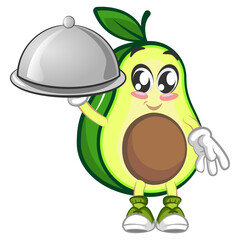 avocado cute cartoon mascot illustration vector 