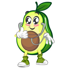 avocado cute cartoon mascot illustration vector being paramedic