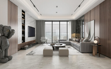 3d render of modern living room