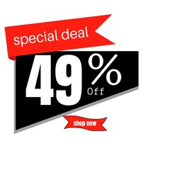 black sticker with red discount   49%