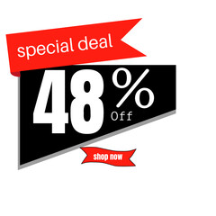 black sticker with red discount   48%