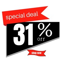 black sticker with red discount   31%