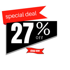 black sticker with red discount   27%