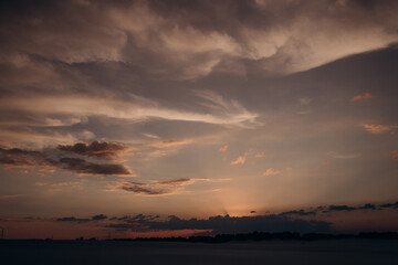 Fototapeta na wymiar summer cloudy sky at sunset