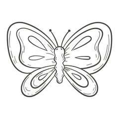 Vector illustration of cartoon doodle isolated butterfly.