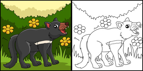 Tazmanian Devil Animal Coloring Page Illustration