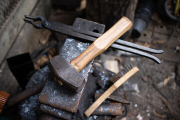 process with axe making by blacksmith