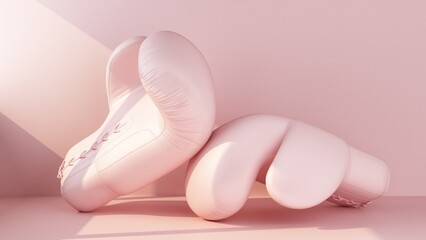 pink boxing gloves on a pink background