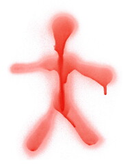 Red spray stain simple shape person isolated on white