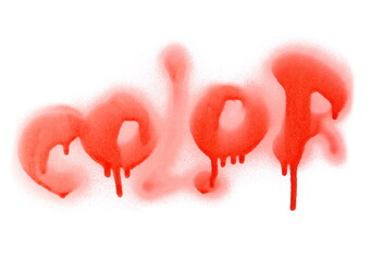 Red spray stain word color isolated on white