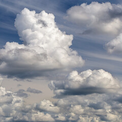 Naklejka na ściany i meble day blue sky with white cloud closeup as background