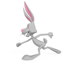 rabbit cartoon is running fast on side view