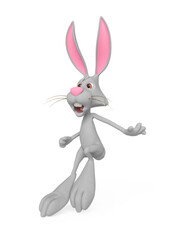 rabbit cartoon is trying to stop after running fast