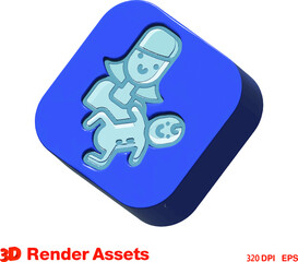 Stylized 3d assets of family 3D sign. Element for design. Vector illustration on an isolated white background.