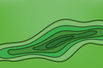 Paper cut abstract design background. Green color papercut shapes style for covers, poster, banner, invitation, praesentation