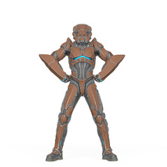 Fototapeta na wymiar man in an armored nano tech suit is doing a power pose like a super hero