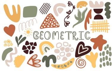 Big set of hand drawn various shapes and doodle objects