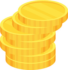 Coins. Heap of golden dollars. Money stack.