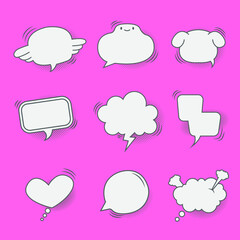 Speech bubble pop art cartoon icon set. Flat web sign comic tell. Communication chat outline customer dialog icons, empty template, clean label Simple speech bubble symbol isolated vector Illustration
