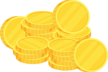 Coins. Heap of golden dollars. Money stack.