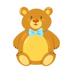 Vector illustration of baby cute teddy bear with a bow