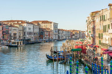 Fototapeta na wymiar Morning in Venice, water channels along residential buildings, cityscape